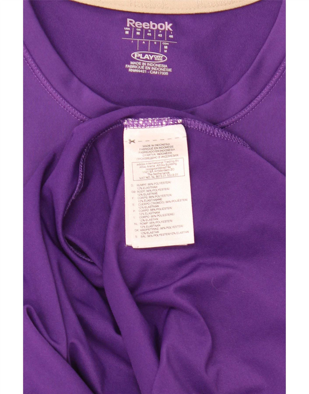 Reebok T-Shirt Femme UK 12 Violet Moyen Polyester
