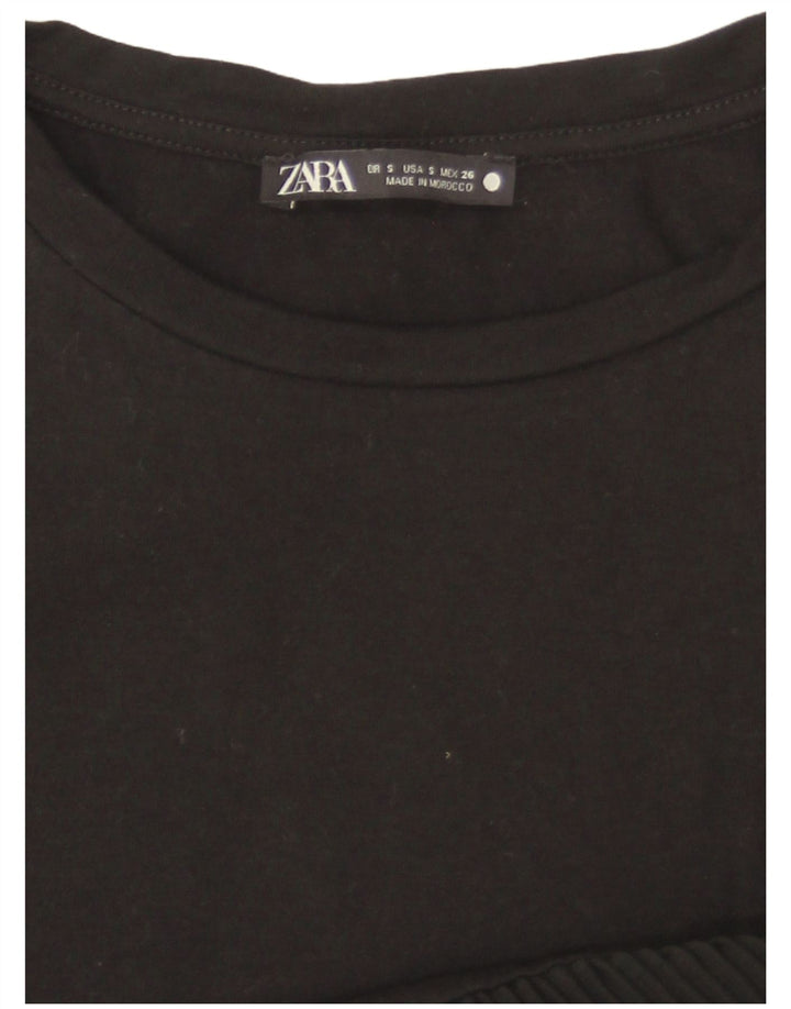 Zara T-Shirt Femme Top UK 10 Petit Noir