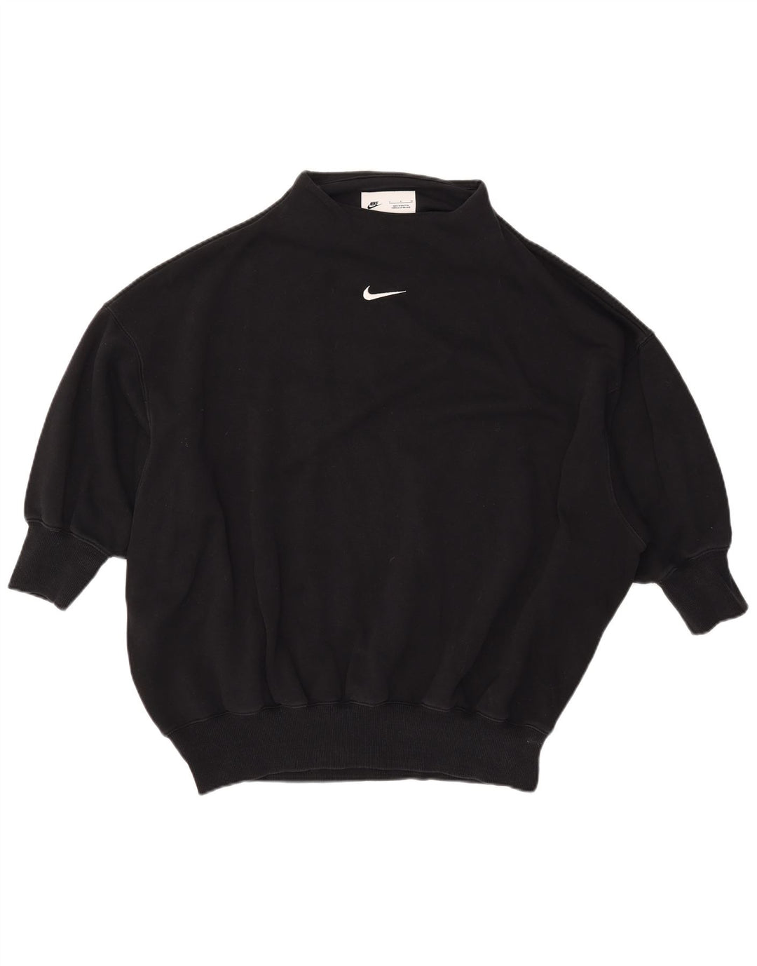 NIKE Sweat-shirt surdimensionné à manches 3/4 pour femme UK 10 Small Noir
