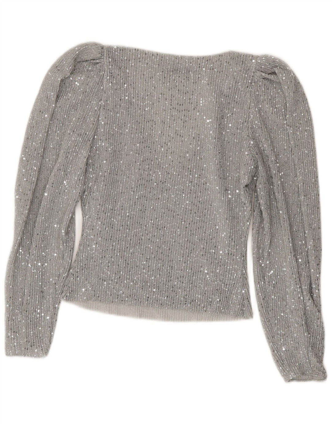Zara Womens Crop Top Manches Longues UK 10 Petit Argent