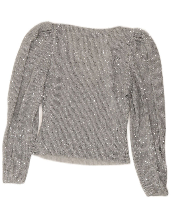Zara Womens Crop Top Manches Longues UK 10 Petit Argent