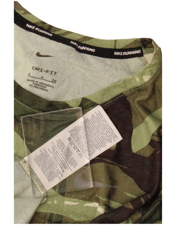 Nike Hommes Dri Fit T-Shirt Haut Petit Kaki Géométrique Polyester