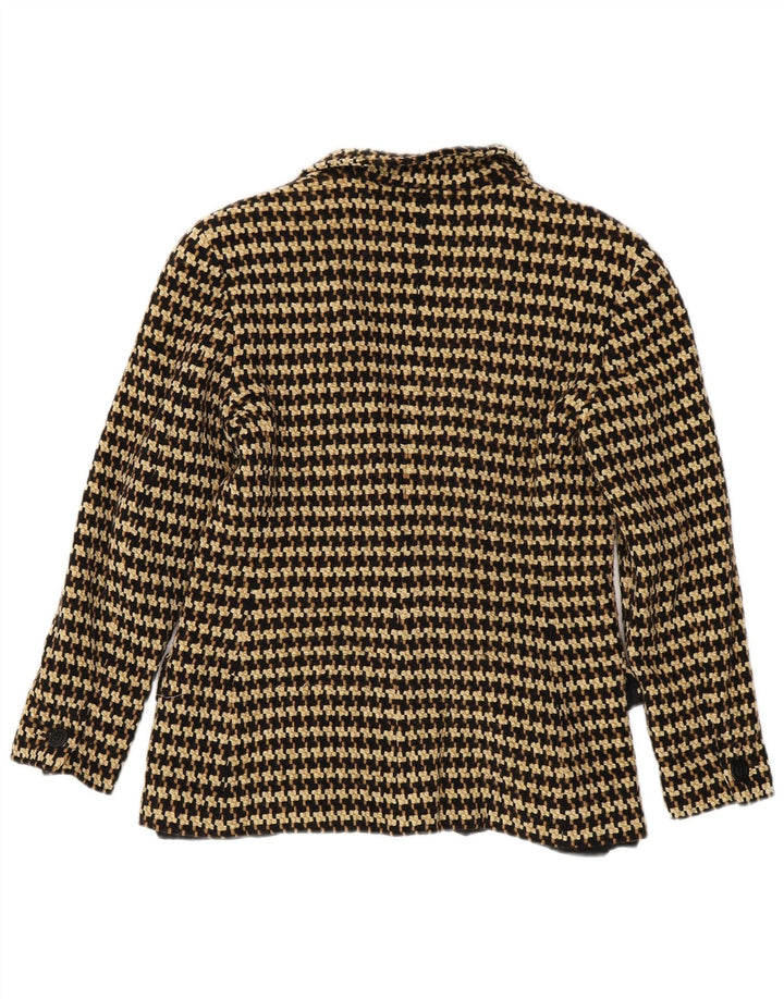 Marella Veste Blazer 1 Bouton pour Femme UK 14 Grand Pied-de-Poule Marron