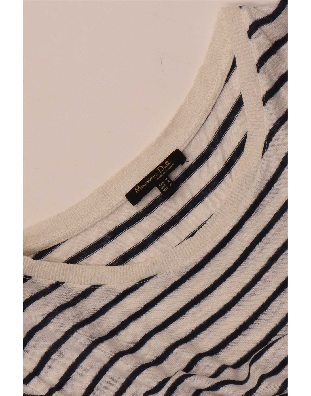 Massimo Dutti T-shirt pour femme UK 14 Medium Blanc Rayé