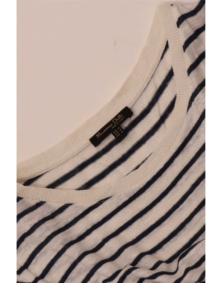 Massimo Dutti T-shirt pour femme UK 14 Medium Blanc Rayé