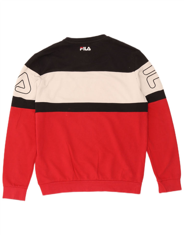 Fila Sweat-shirt graphique pour homme en coton color block Rouge Large