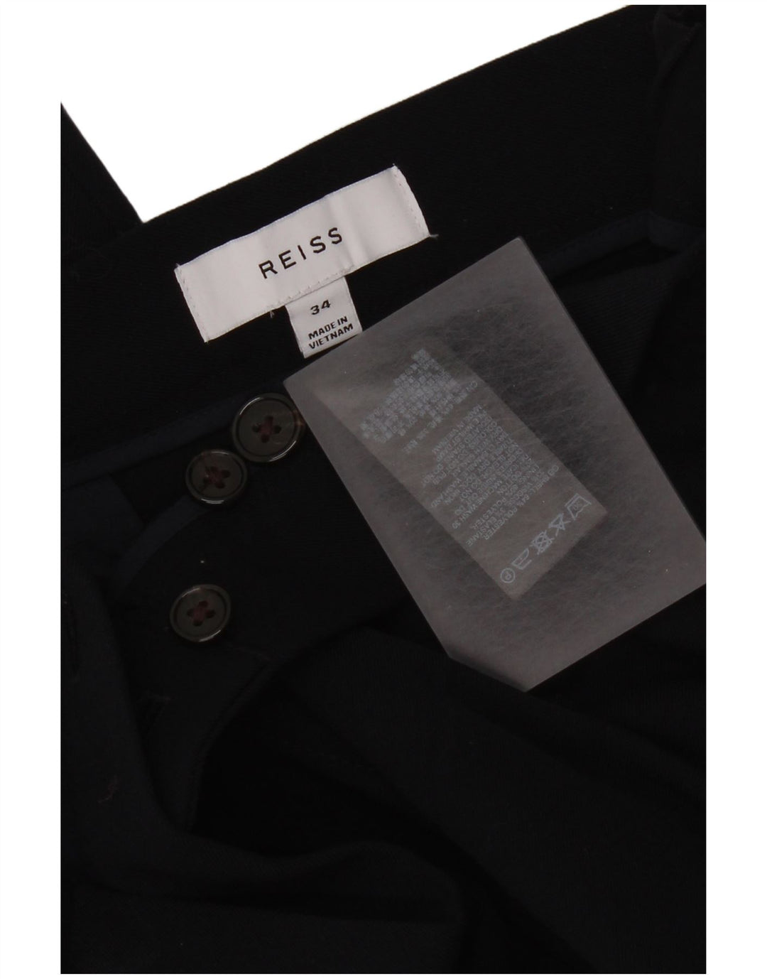 Reiss Pantalon Chino Droit Femme W34 L30 Bleu Marine Polyester