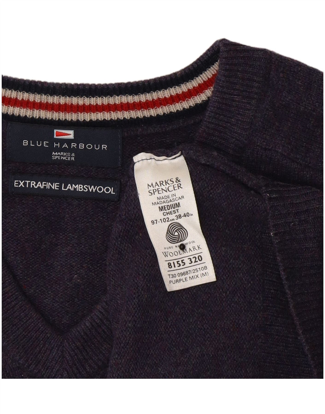Marks & Spencer Pull Blue Harbor Col V Homme Violet Moyen