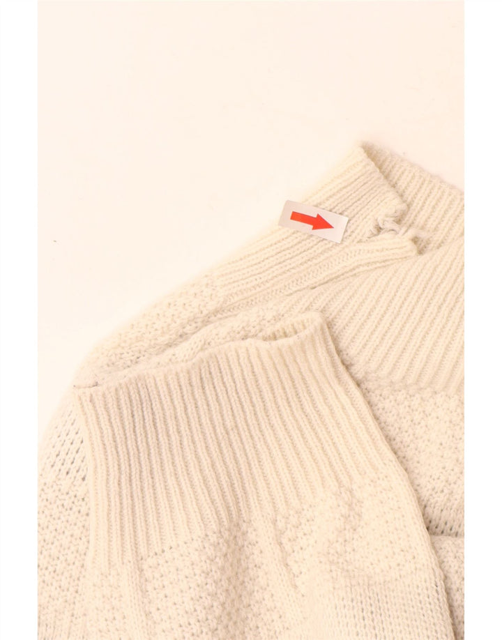 vintage Mens Crew Neck Jumper Pull XL Blanc Argyle/Diamant