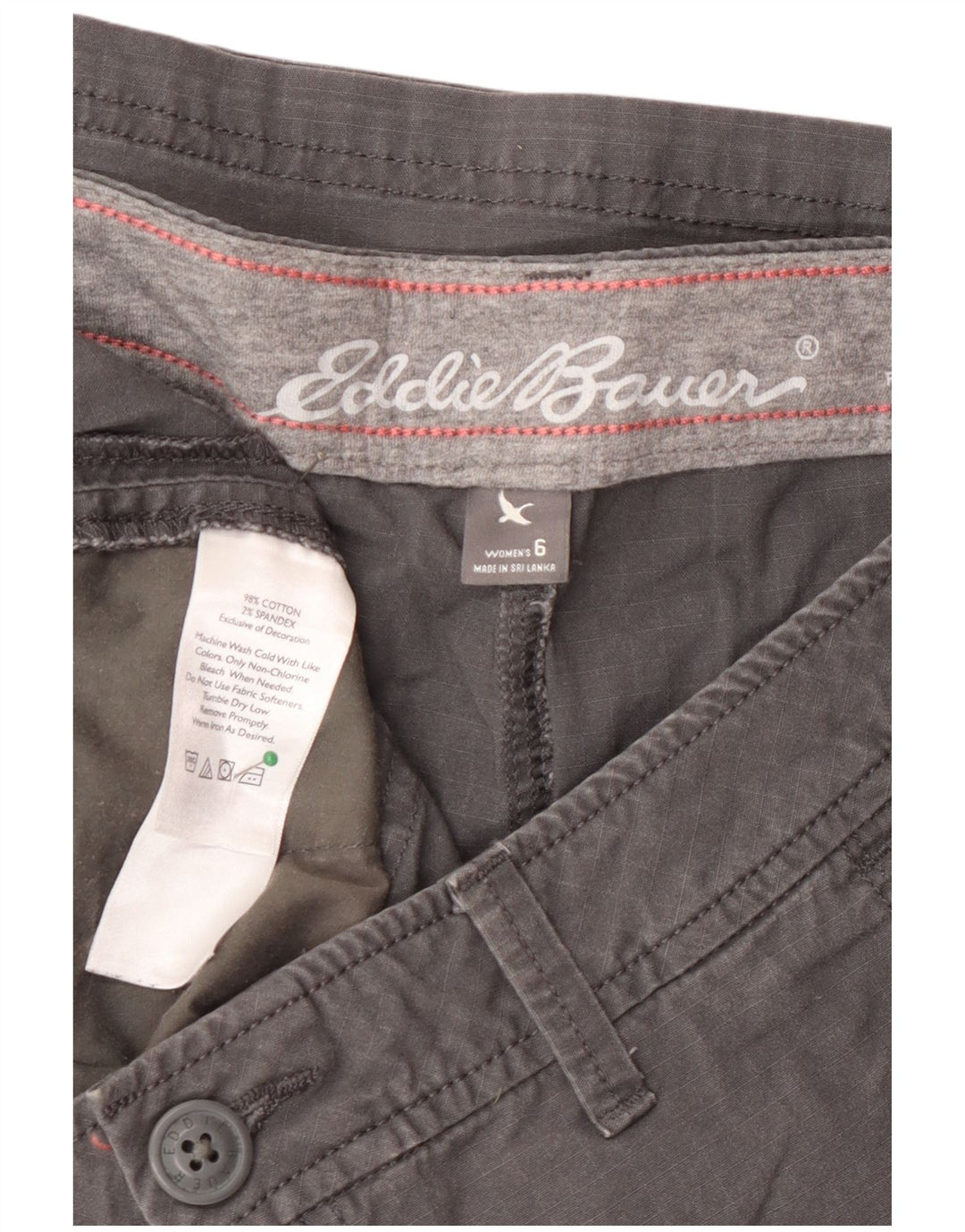 Eddie Bauer Short cargo légèrement courbé pour femme US 6 Medium W30 Gris Coton