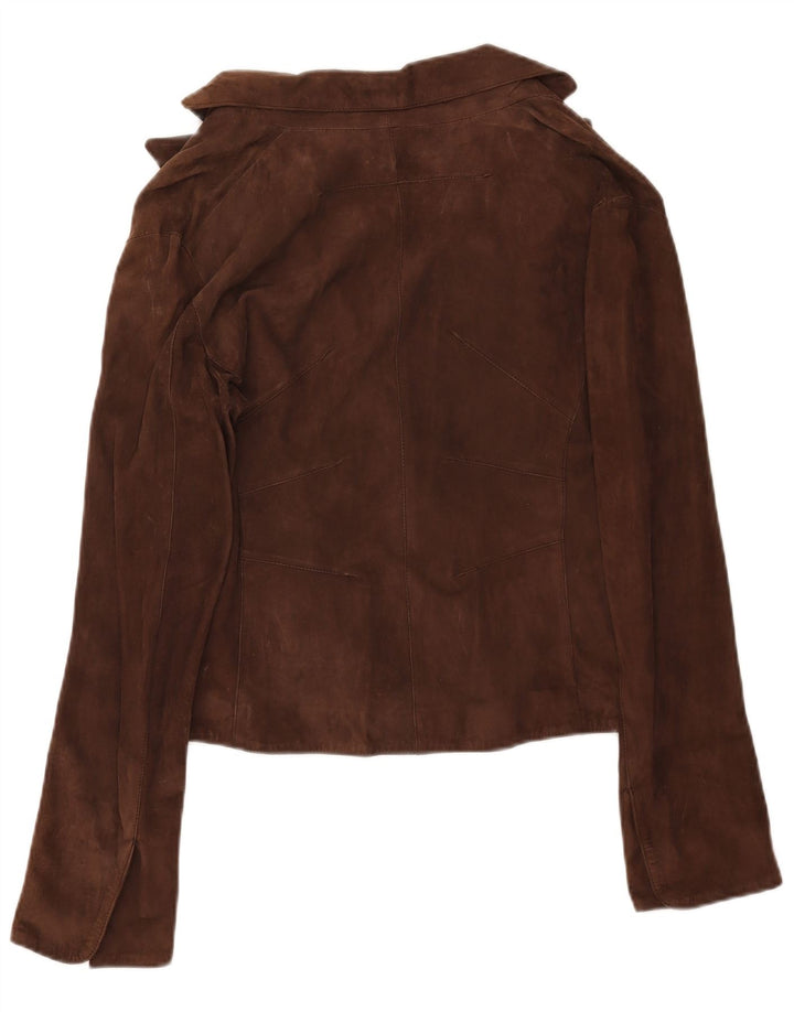Latramoda Veste Blazer Femme 1 Bouton en Daim IT 46 Grand Cuir Marron