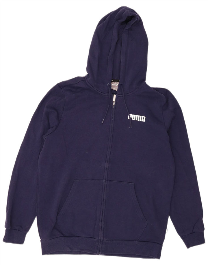 PUMA Sweat à capuche zippé pour homme en coton bleu marine moyen