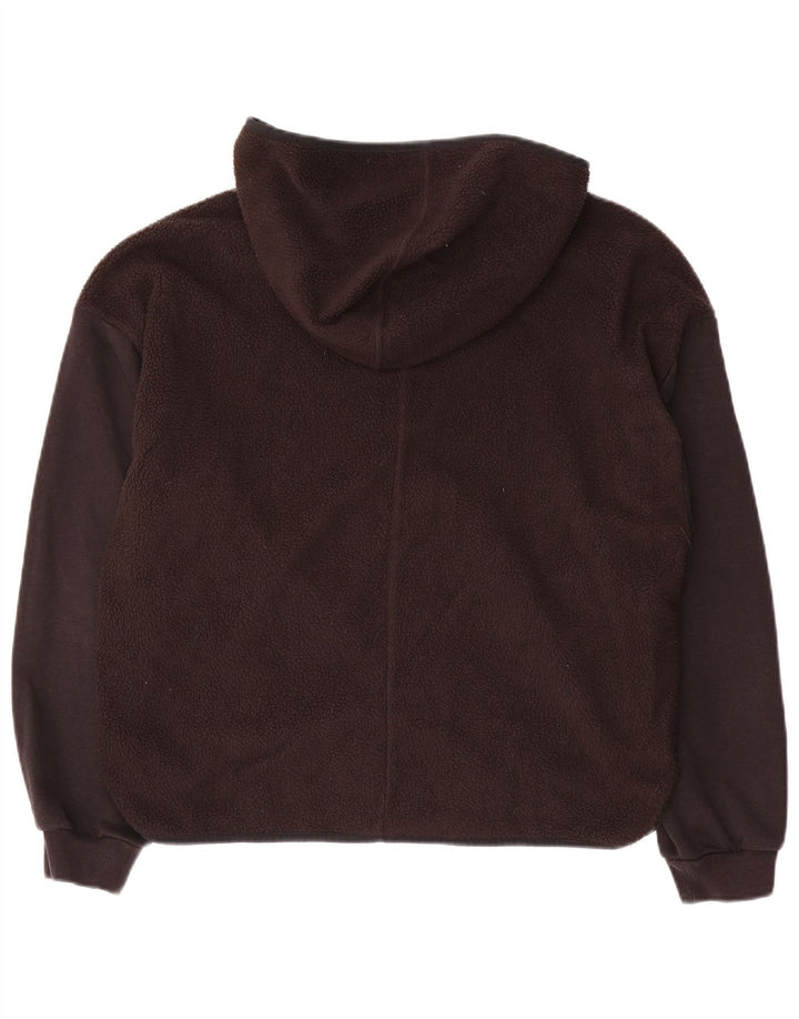 ADIDAS Pull polaire à capuche surdimensionné pour femme UK 8/10 Petit Noir Polyester