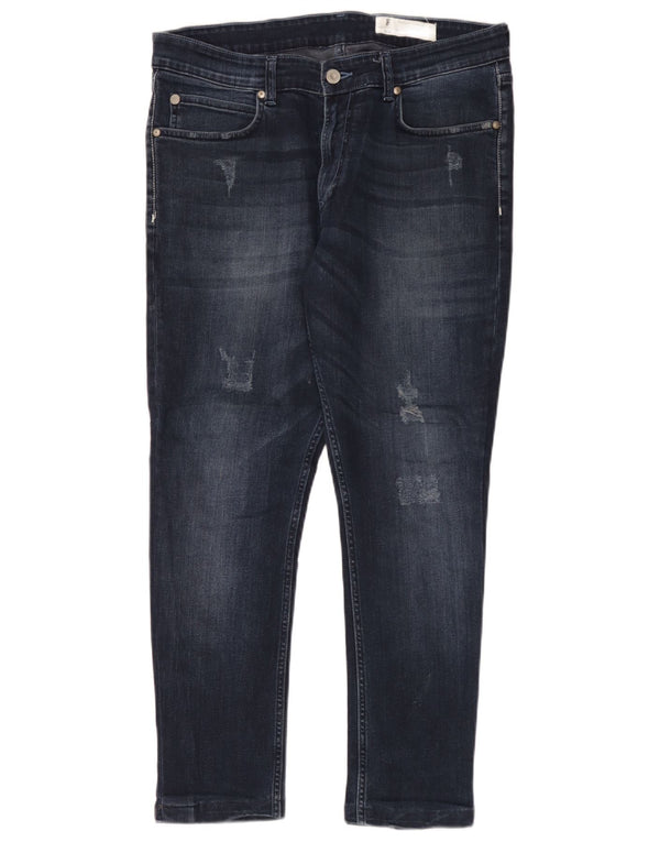 French Connection Jean slim effet vieilli W36 L28 homme bleu marine en coton