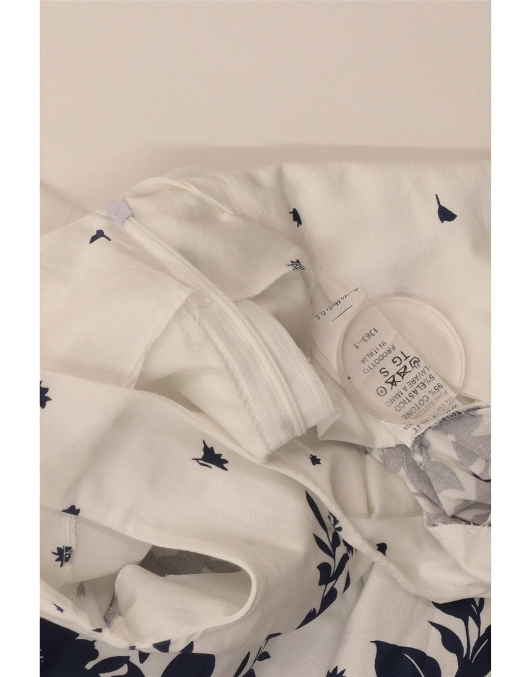 VINTAGE Robe trapèze sans manches pour femme UK 8 Petit coton floral blanc