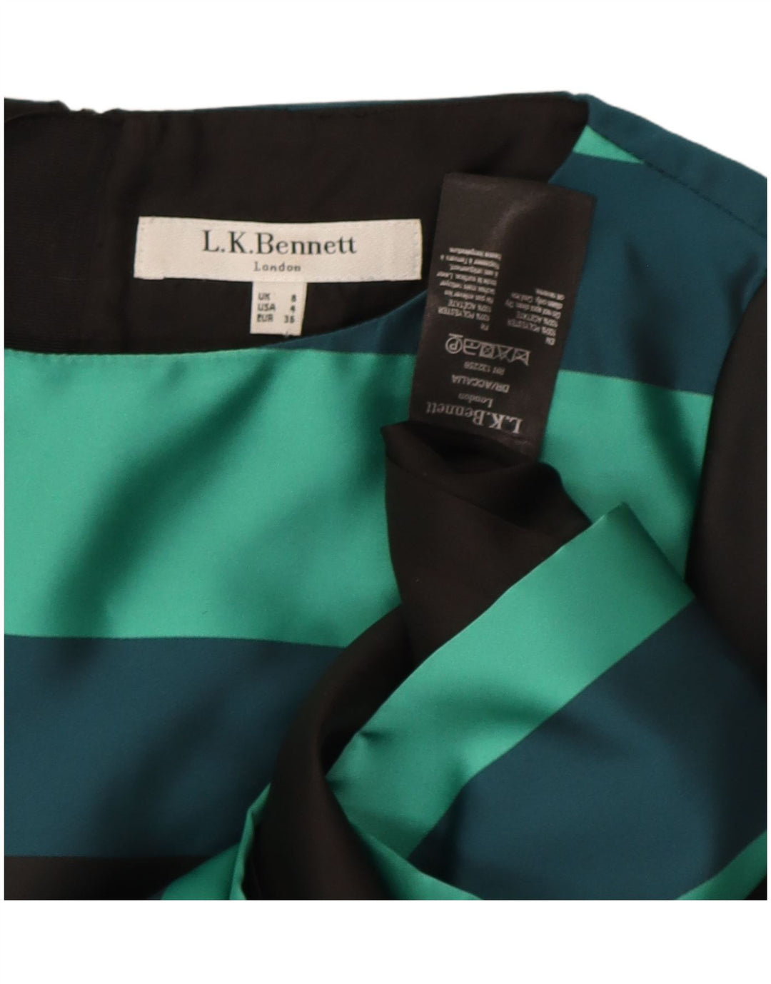 L.K. Bennett Robe fourreau pour femme UK 8 Petit Noir Colorblock Polyester