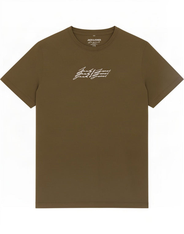 Jack & Jones T-Shirt Graphique Homme Petit Kaki Coton