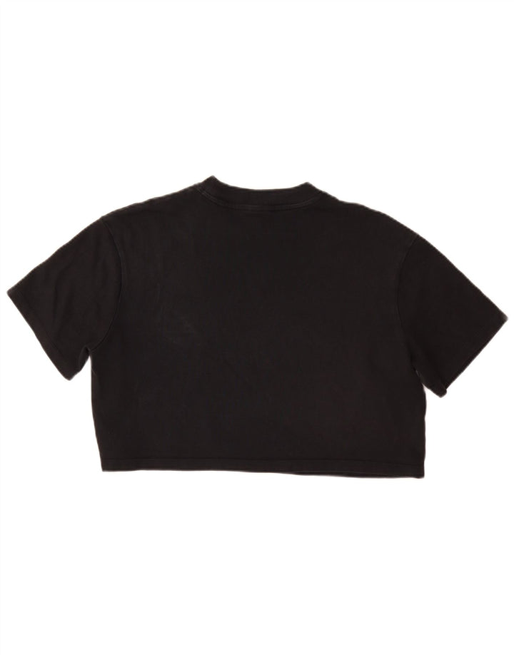 NIKE Womens Crop T-Shirt Top UK 14 Medium Black Cotton