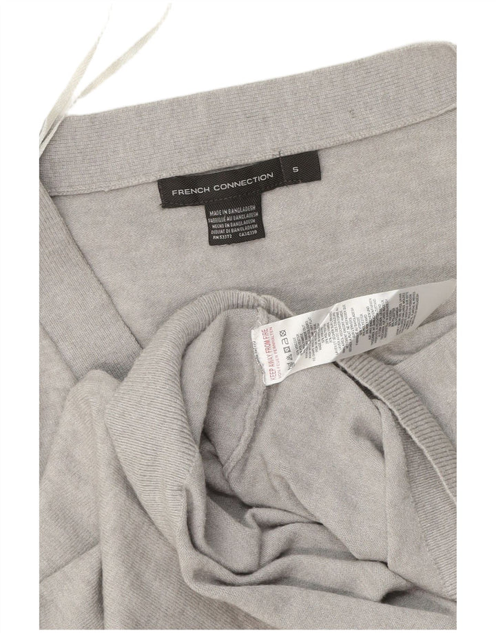 French Connection Cardigan court surdimensionné pour femme UK 10 Petit Gris