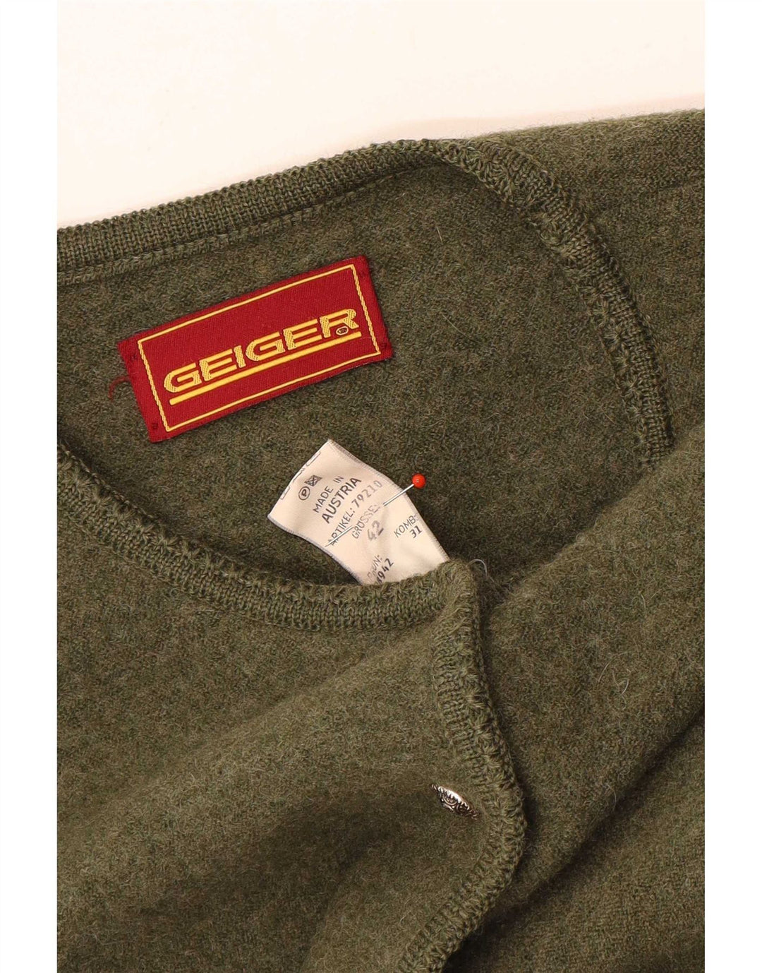 Geiger Femme Cardigan Pull EU 42 Large Vert Laine