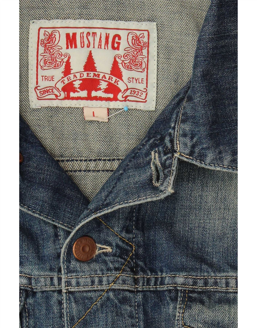 Mustang Veste en Jean Homme UK 40 Grand Bleu Coton