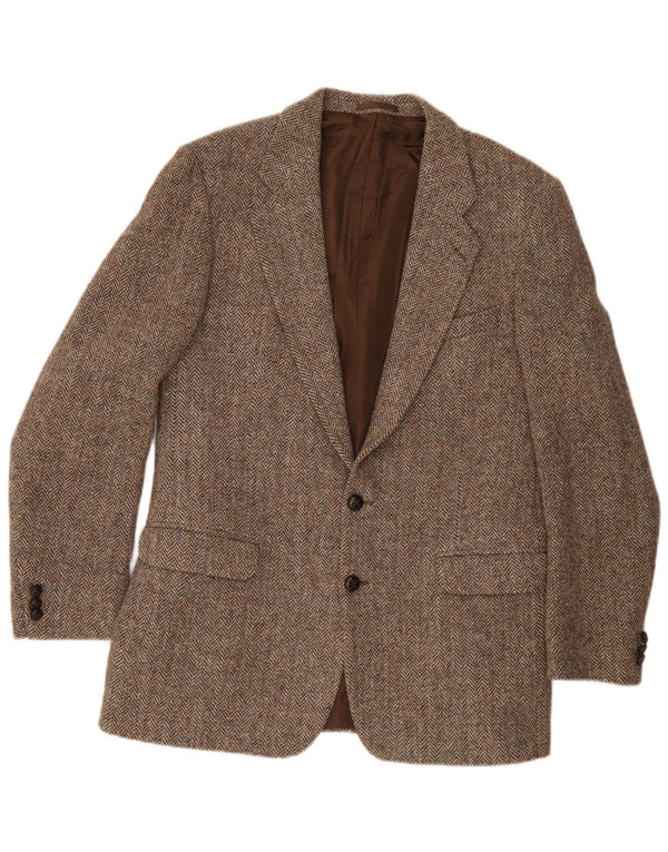Harris Tweed Veste blazer St. Michael pour homme UK 40 grands chevrons marron