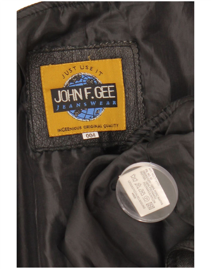 John F Gee Gilet en cuir pour homme en cuir noir moyen