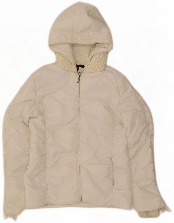 Veste matelassée à capuche pour femme Zara UK 14 Polyester blanc moyen