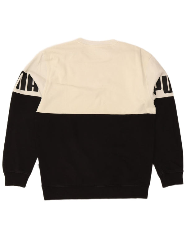 Puma Sweat-shirt graphique pour homme en coton color block Noir Taille S