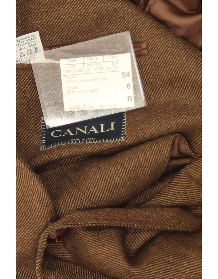 Canali Veste Blazer 3 Boutons Homme IT 54 2XL Marron Laine Vierge