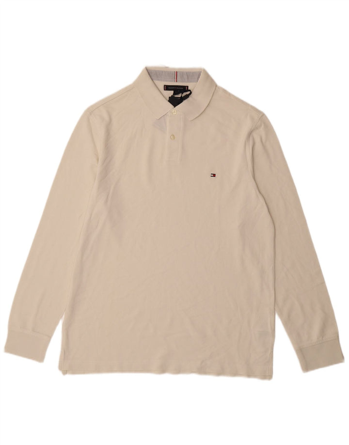 TOMMY HILFIGER Polo à manches longues coupe classique pour homme Large blanc cassé
