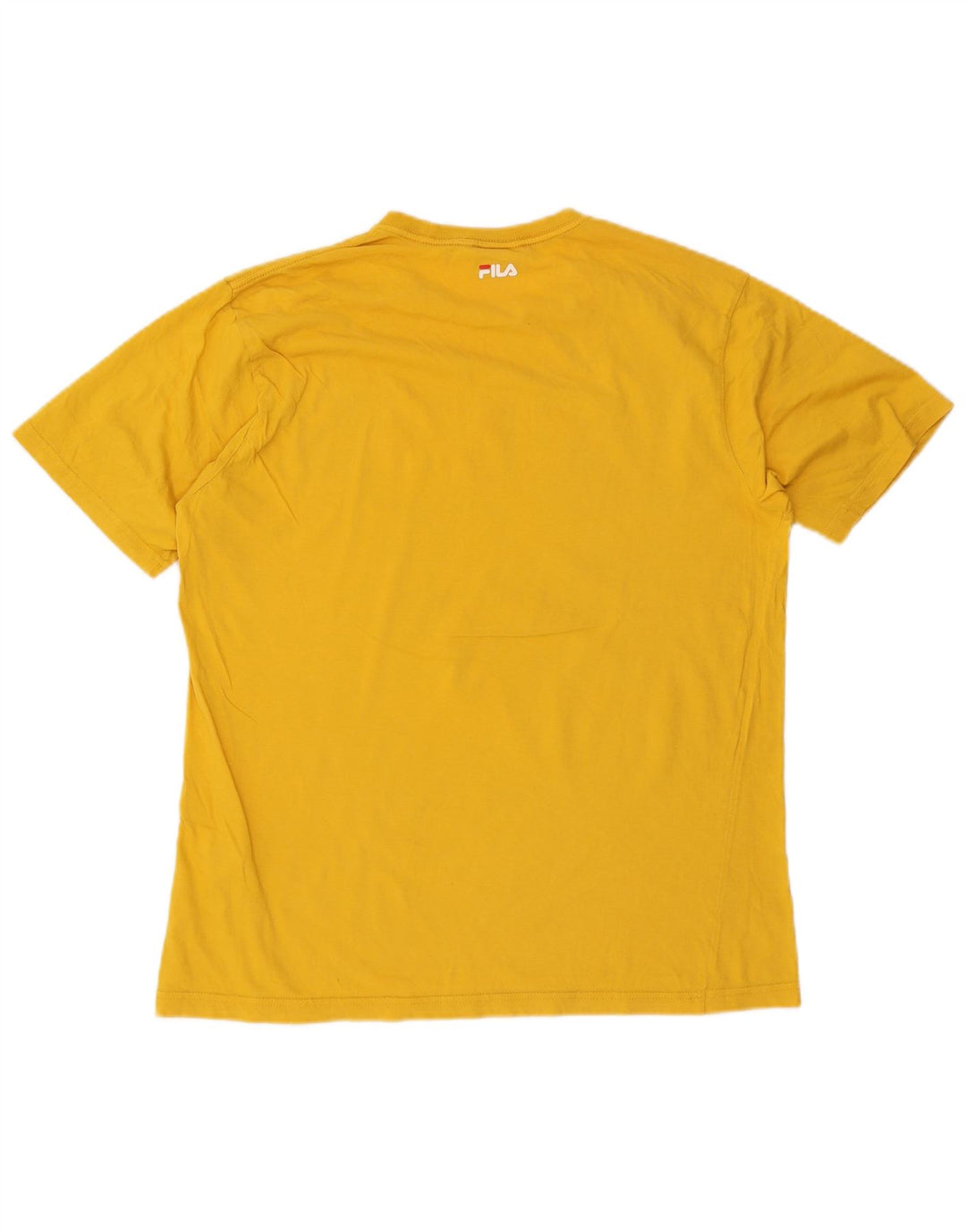 Fila Homme Graphic T-Shirt Top Large Jaune Coton