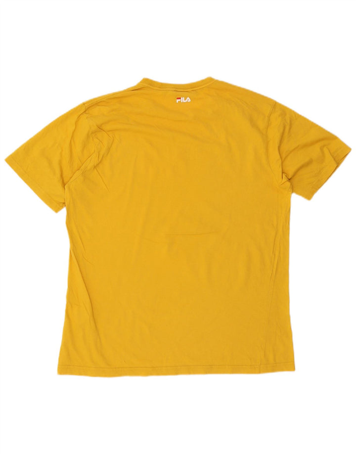 Fila Homme Graphic T-Shirt Top Large Jaune Coton