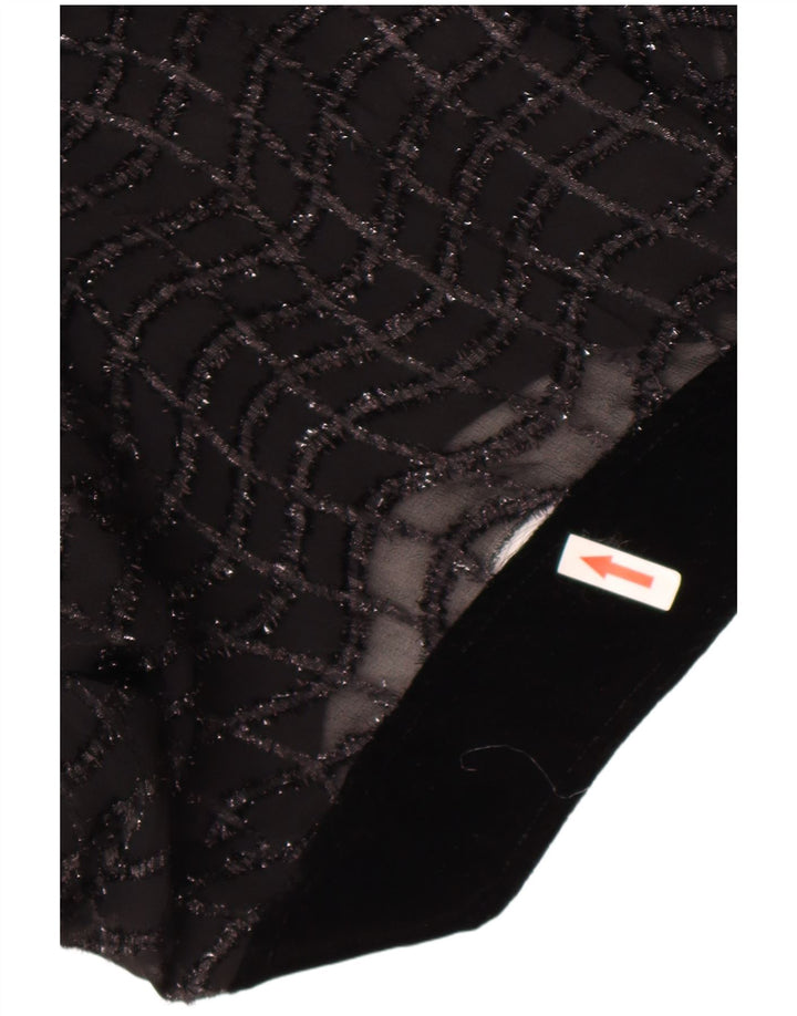 vintage Femmes Voir à travers Blouse Top UK 16 Grand Noir Rayé