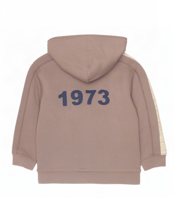Timberland Pull à capuche zippé graphique pour garçon 4-5 ans en coton marron