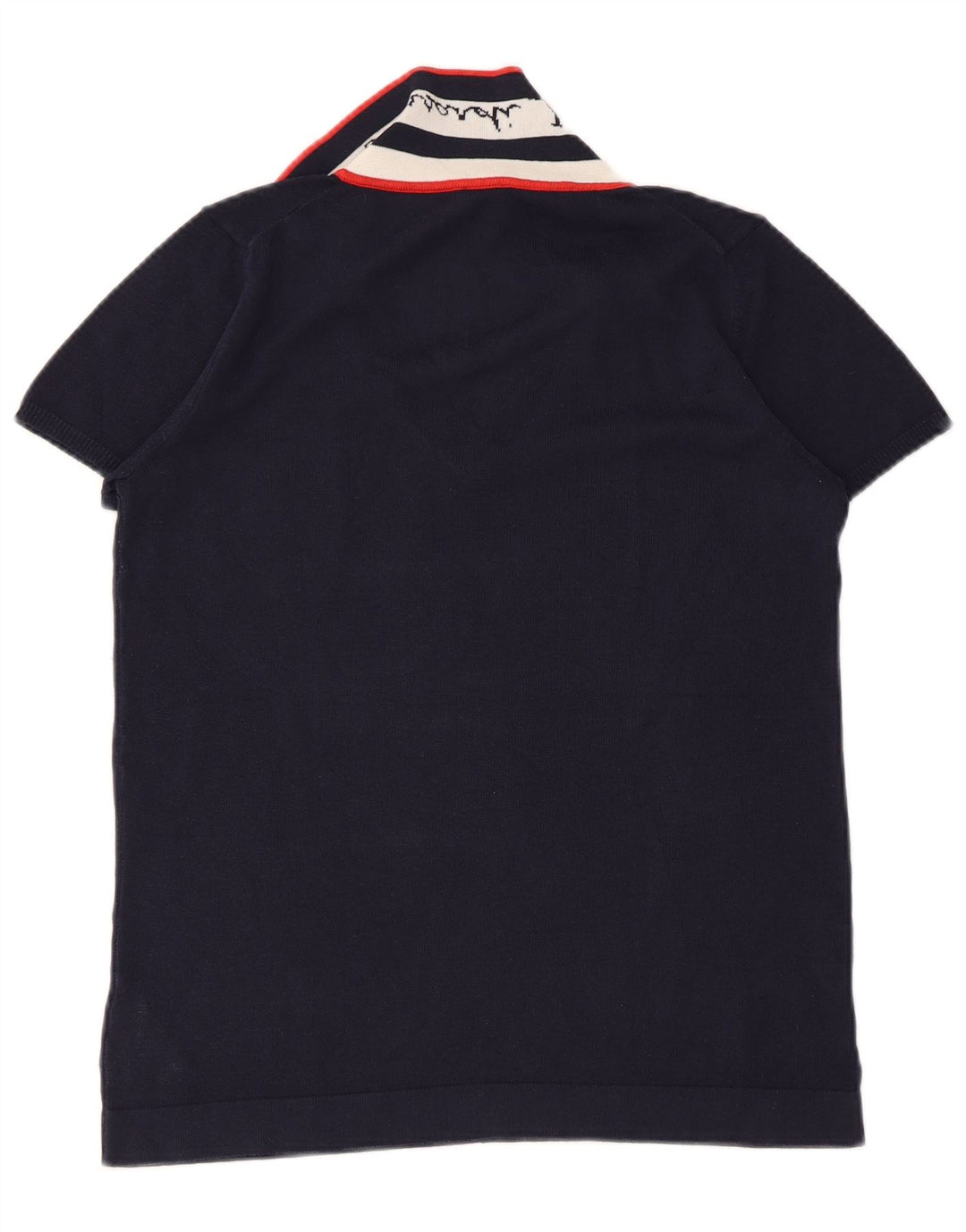 TRUSSARDI JEANS Pull col polo pour femme UK 14 Large Bleu marine