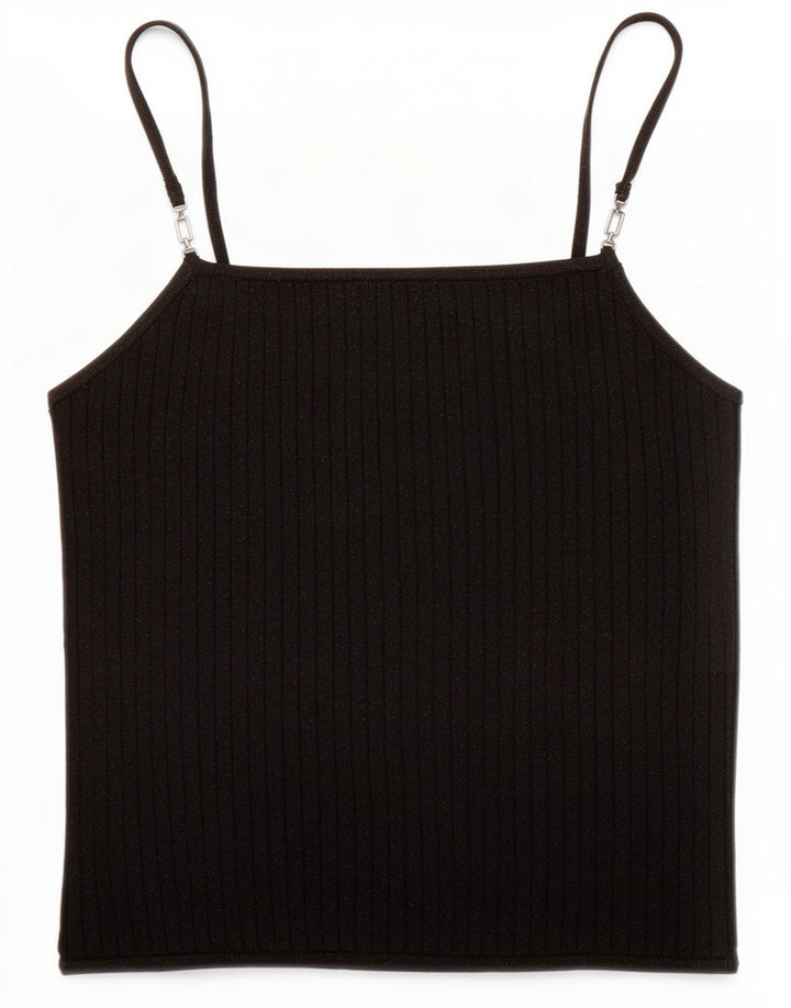 Zara Femme Cami Top UK 12 Medium Noir Moucheté Viscose