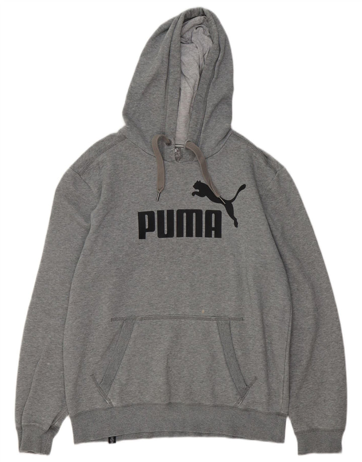 PUMA Pull à Capuche Graphique Homme Gris Moyen Coton
