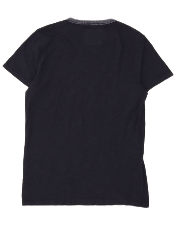 Hollister Homme Graphic T-Shirt Top Petit Bleu Marine Coton