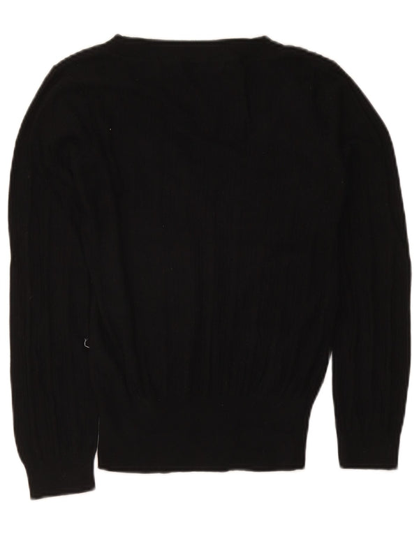 Marks & Spencer Pull court à col en V pour femme UK 12 Noir moyen