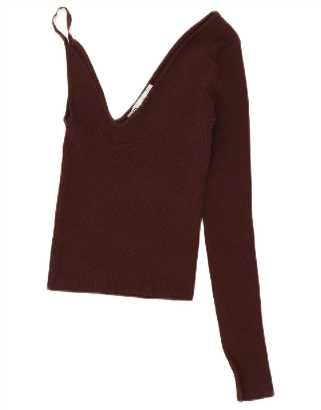 Zara Femme Crop Top UK 8 Small Marron Viscose