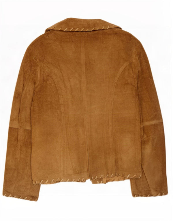 vintage Femme 2 Boutons Blazer En Daim Veste UK 14 Grand Beige