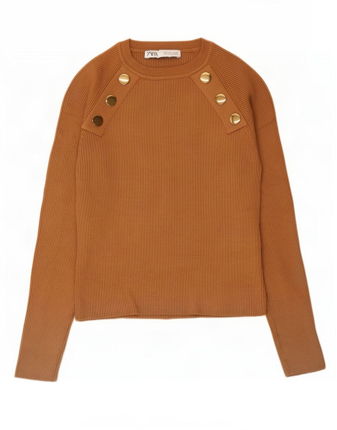 Zara Womens Crop Top Manches Longues UK 12 Marron Moyen