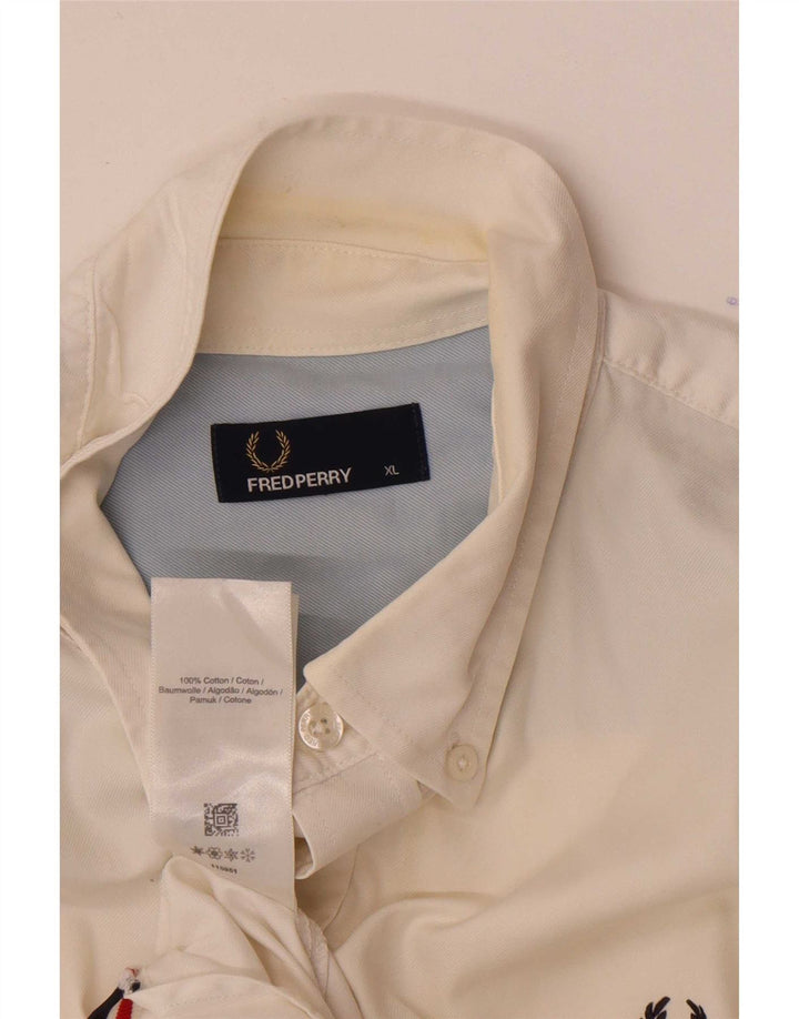 Fred Perry Chemise à manches courtes pour homme XL en coton blanc