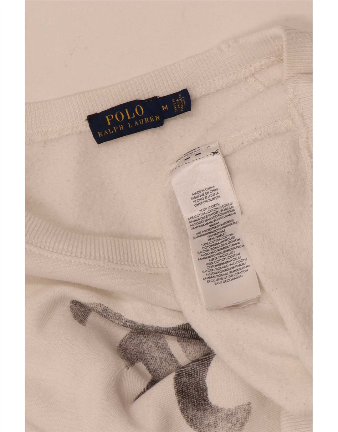 Polo Ralph Lauren Sweat-shirt graphique pour femme UK 14 Blanc moyen