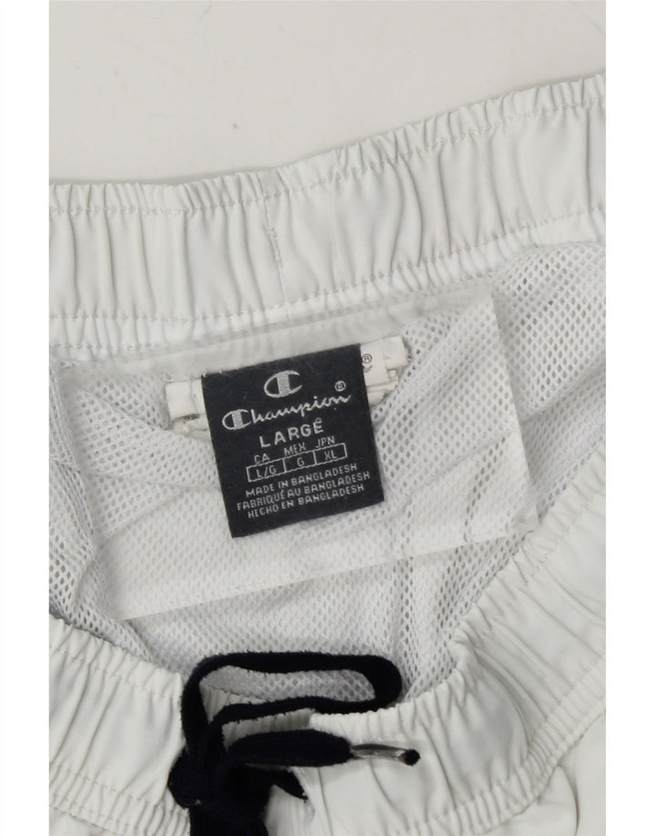 CHAMPION Mens Graphic Sport Shorts Large  White Colourblock Polyester