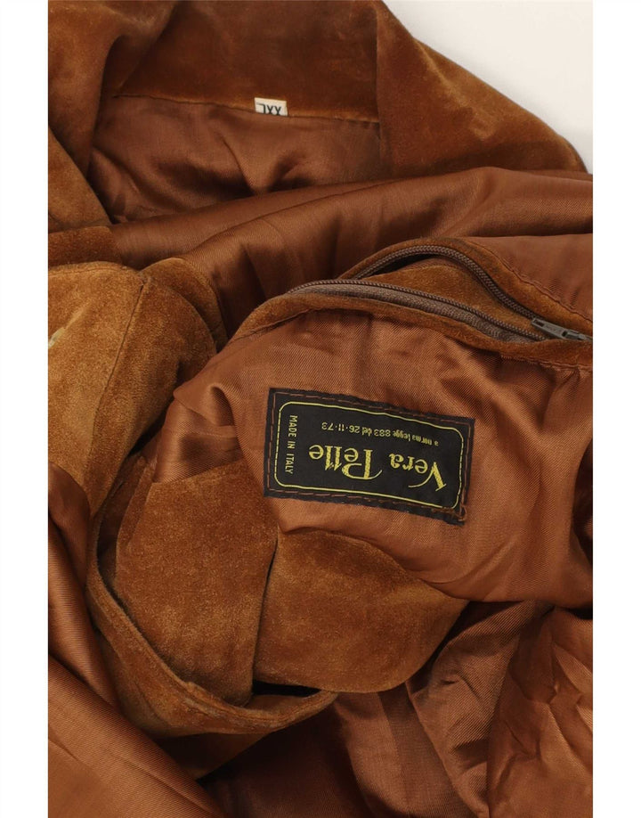 veste en daim homme vintage UK 44 2XL cuir marron