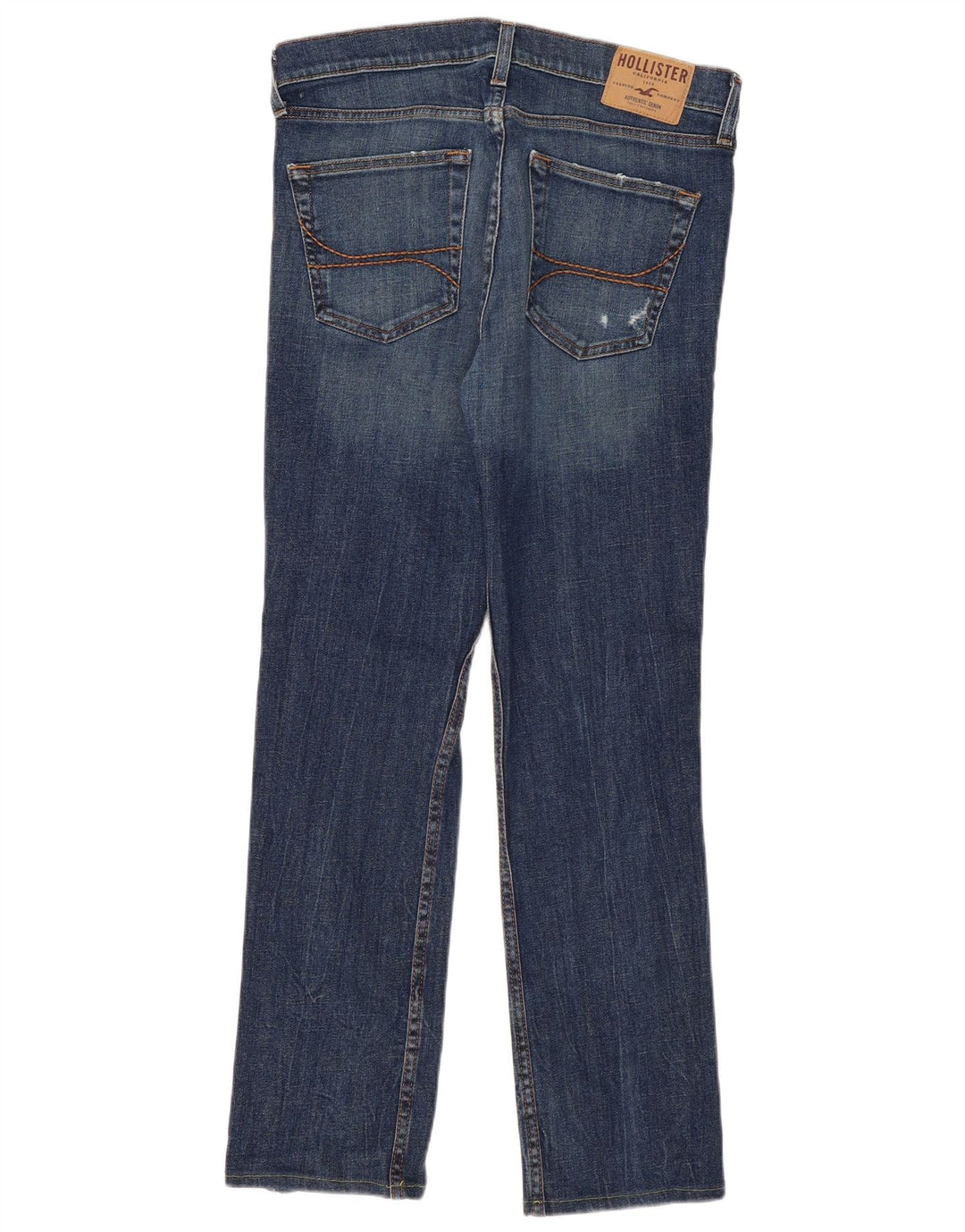 Hollister Jean droit vieilli pour homme W33 L32 Bleu