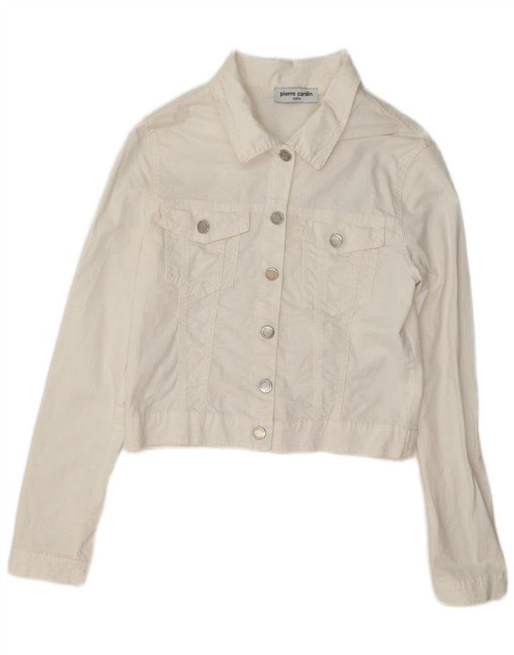 Pierre Cardin Veste en jean courte pour femme IT 44 Coton blanc moyen