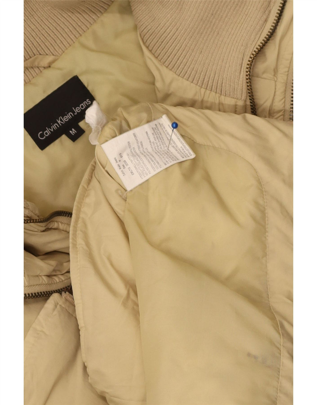 Calvin Klein Jeans Veste rembourrée pour femme UK 14 Polyester beige moyen